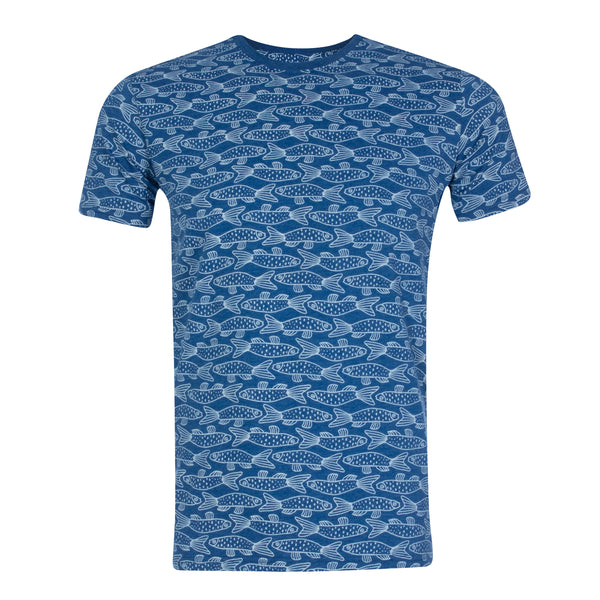 Men's T-Shirt with Swimming Salmon Print