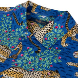 Men's Blue Leopard Print Cuban Shirt