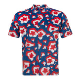 Men's Cuban Red/Blue Floral Shapes