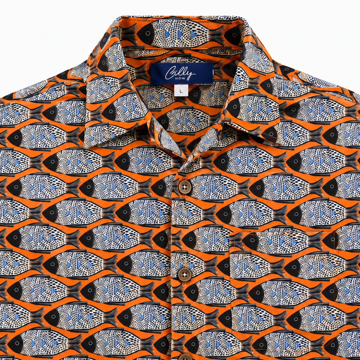 Men's Cuban Lucky Fish short sleeve Cuban shirt, photo 2
