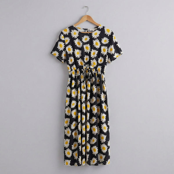 Ladies Sogo Dress Black Daisies