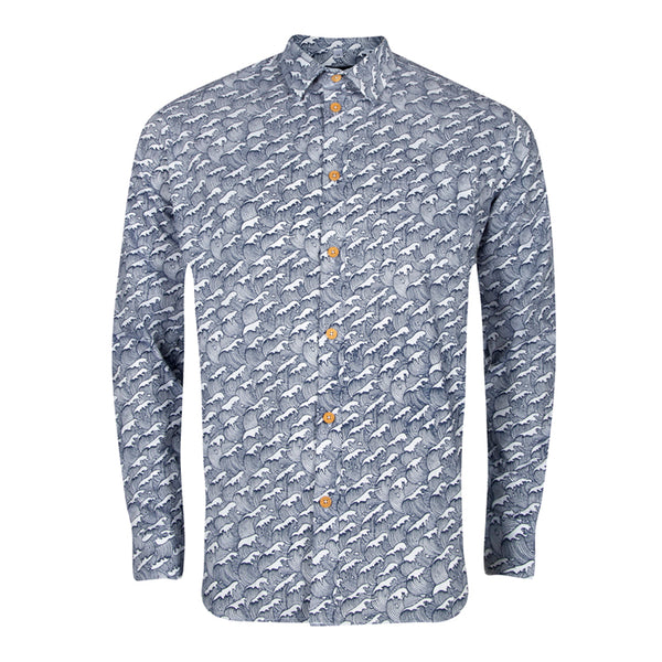 Men's Hokusai Wave Exodus Long Sleeve Shirt