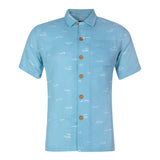 Men's Sky Blue Seagull Cuban Shirts