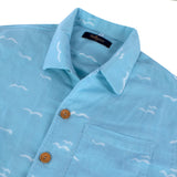 Men's Sky Blue Seagull Cuban Shirts