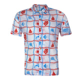 Men's Red/Blue Sea Animals Cuban Shirt