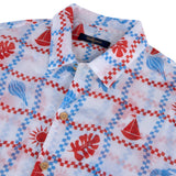 Men's Red/Blue Sea Animals Cuban Shirt