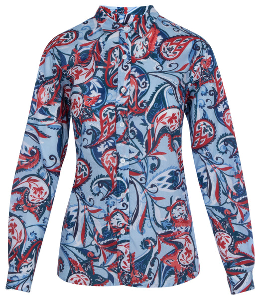 Ladies Red and Blue Paisley Shirt